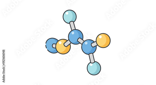 A schematic representation of a molecular structure in a clean white environment