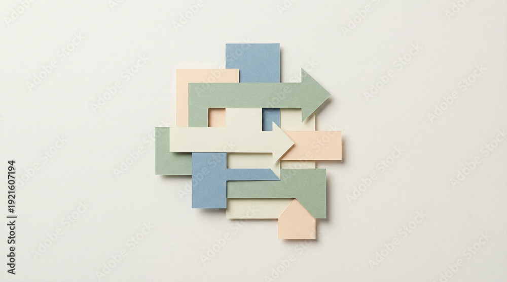 Fototapeta premium 3D Colorful Arrow Cluster Against Light Gray Background