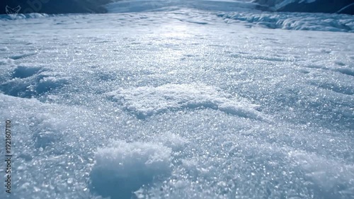 Overhead view of a pristine, sparkling ice field Aerial or elevated shot, showcasing untouched grandeur