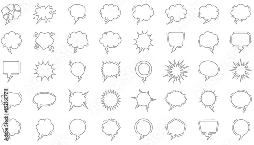 Comic Speech Bubble Vector Collection, Thought Cloud Clipart, Cartoon Dialogue Balloon Vector Set, Decorative Comic Vector Elements, Pop Art Speech Bubble Graphics, Creative Vector Illustration Pack