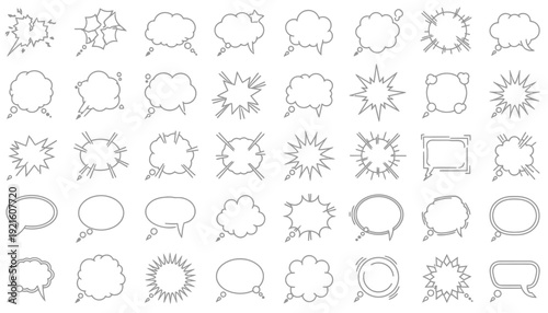 Comic Speech Bubble Vector Collection, Thought Cloud Clipart, Cartoon Dialogue Balloon Vector Set, Decorative Comic Vector Elements, Pop Art Speech Bubble Graphics, Creative Vector Illustration Pack