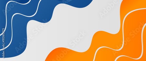 Blue and orange geometric business banner design. Creative banner design with wave shapes and lines for template. Simple design on white horizontal banner.vector illustration.eps 10.