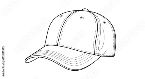 Baseball cap sketch in black and white fashion style