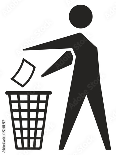 A person throwing a piece of paper into a trash can Vector