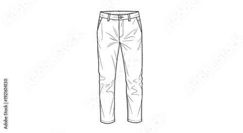Slim fit trousers sketch in black and white fashion style