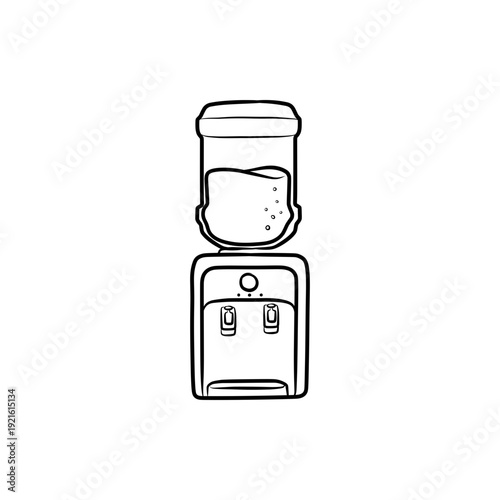 Office water cooler dispenser line art vector illustration