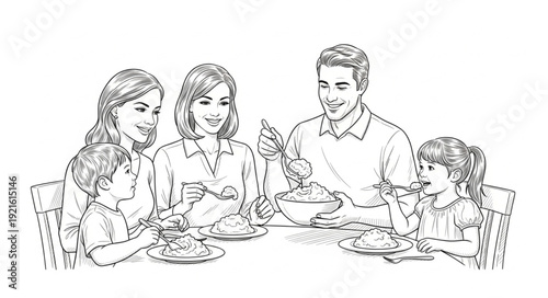 Family Having Meal Together.
