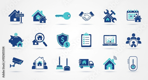 Real Estate Icons Set For Property Business.