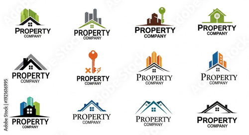 Collection of Real Estate Property Logos with Buildings and Houses.