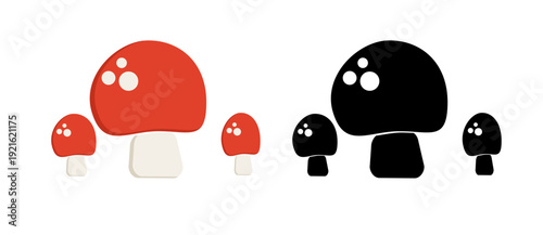 mushroom icons set in flat design style.
