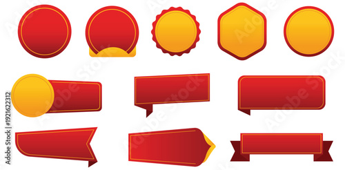 Red and gold sale labels banners tags shapes buttons festive promotion discount offer sale tags collection elements