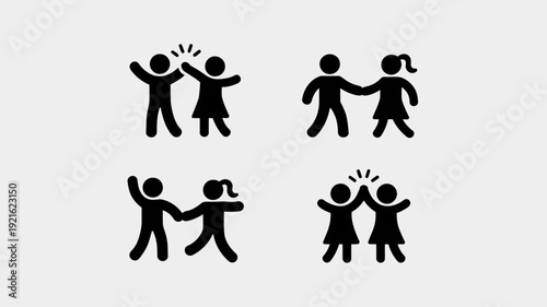 Human Figures in Harmony: A collection of simple figures depicting various interactions and gestures of people. Expressing the essence of connection, cooperation, and community.