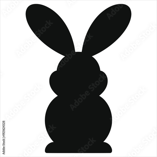 Chinese Zodiac Rabbit Silhouette Vector - Minimalist Black Bunny Icon for Lunar New Year, Astrology, and Horoscope Designs. Simple Hare Graphic Symbol Isolated on White Background Illustration.