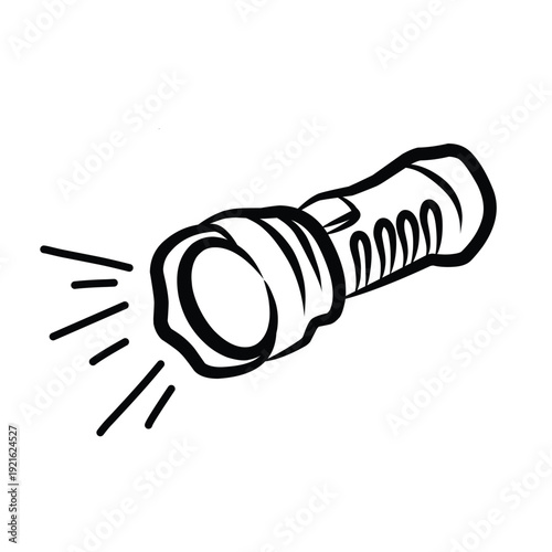 Camping lantern hand drawn in doodle style. Lighting while hiking. Electric torch. Vector line art illustration.