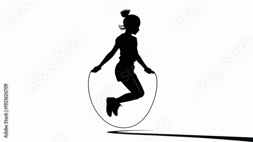 Energetic Silhouette: A person leaps with grace as they engage in the invigorating exercise of jumping rope. Embodying fitness, focus, and the joy of movement.