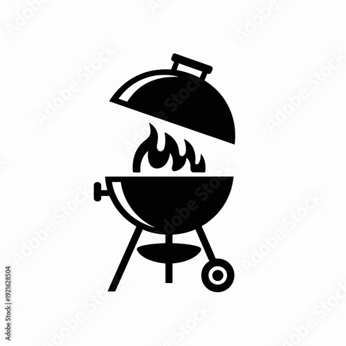Charcoal Grill Icon: A classic charcoal grill silhouette with its lid open, inviting the anticipation of a sizzling barbecue experience. 