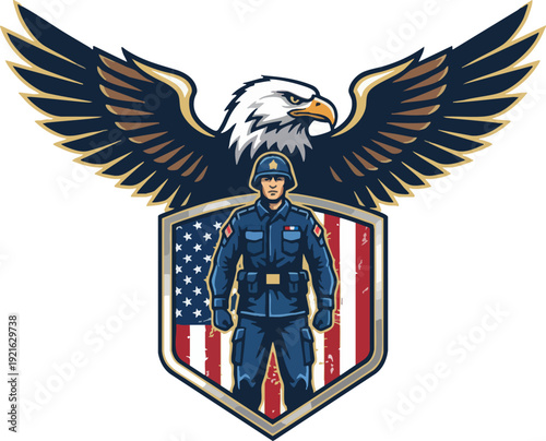 American Law Enforcement Eagle Shield Emblem Illustration