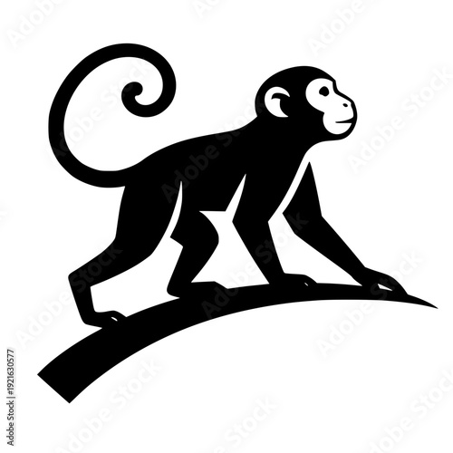 Minimalist illustration of a monkey in a playful mood