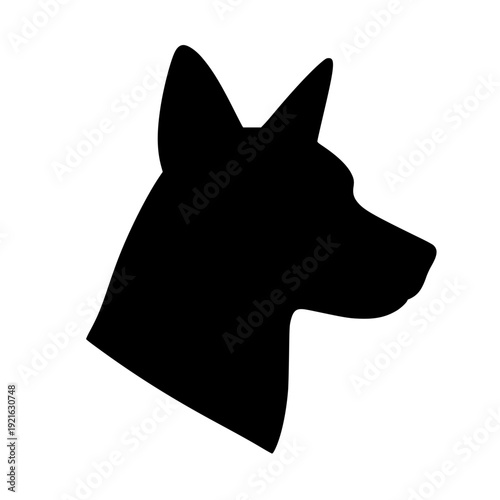 Minimalist German Shepherd Dog Silhouette Moody Portrait