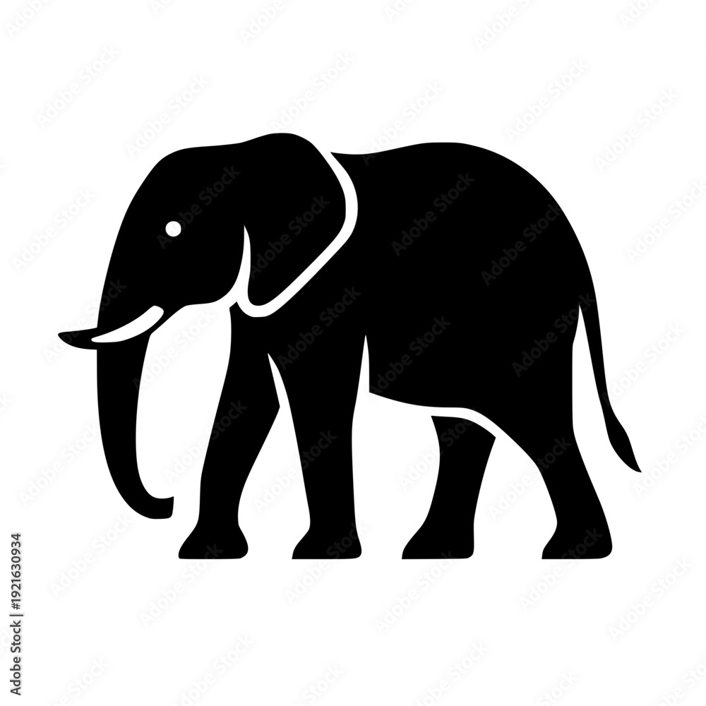 Fototapeta premium Minimalist Black Elephant Silhouette Icon