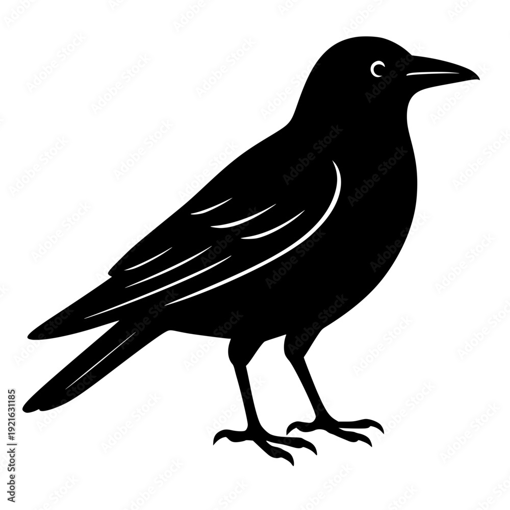Fototapeta premium Minimalist Silhouette of a Black Bird