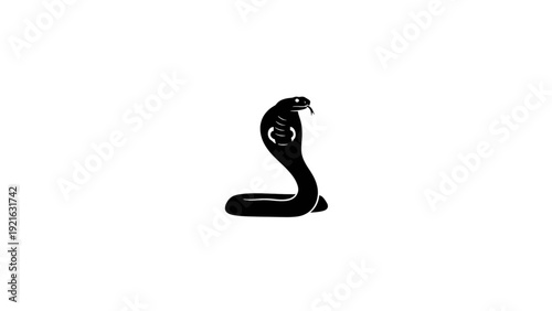 Black silhouette of a king cobra snake in attacking pose