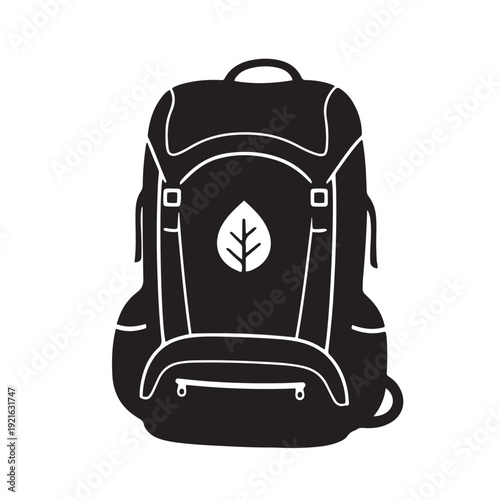 Eco-Friendly Hiking Backpack With Leaf Emblem, Recycled Material Sustainable Travel Pack For Camping, Commuter And Outdoor Adventure