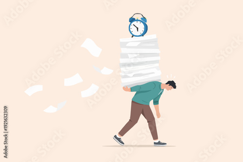 Man Carrying Papers With Clock
