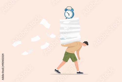 Man Carrying Papers And Clock