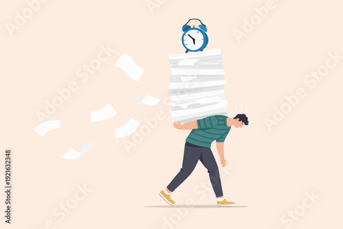 Man Carrying Papers With Clock