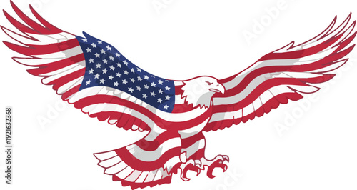 Majestic Eagle with American Flag Pattern Wings Patriotism