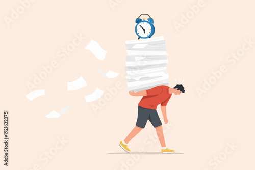 Man Carrying Papers And Clock