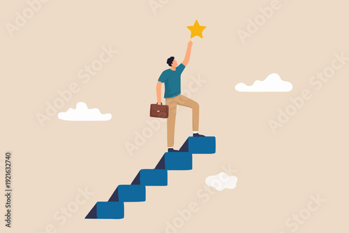 Man Climbing To Reach Star