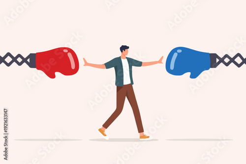 Person Between Two Forces