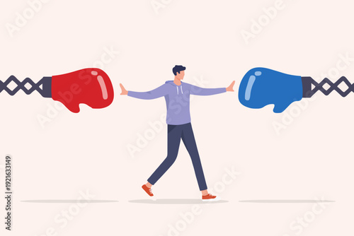 Person Between Two Objects