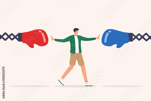 Person Between Two Gloves