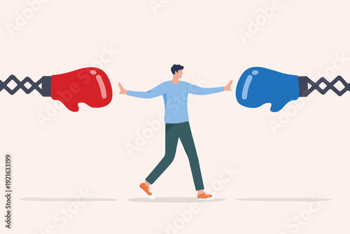 Person Between Two Gloves