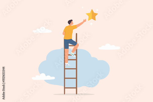 Man Climbing Ladder To Star