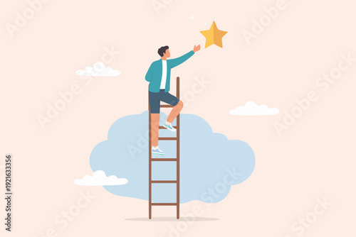 Man Climbing Ladder To Star
