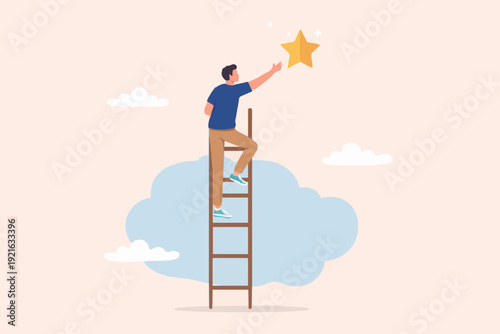 Man Climbing Ladder To Star