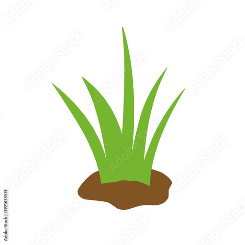 Illustration of green grass growing in fertile soil. Wild grass. Flat design of green grass. Cartoon-style grass illustration