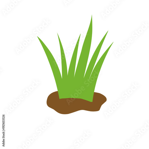 Illustration of green grass growing in fertile soil. Wild grass. Flat design of green grass. Cartoon-style grass illustration