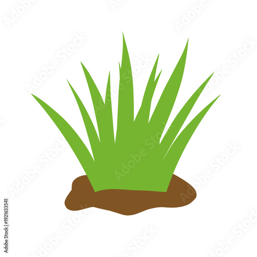 Illustration of green grass growing in fertile soil. Wild grass. Flat design of green grass. Cartoon-style grass illustration