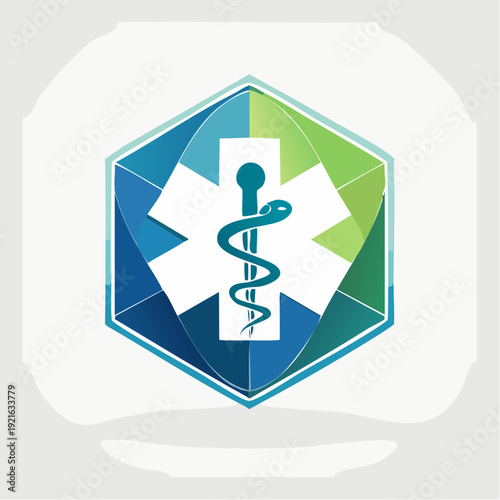 Medical symbol caduceus snake and staff medical emblem