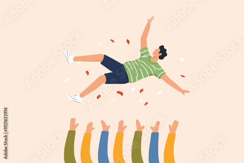 People Falling Upward Illustration