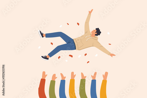 People Falling Upward Concept