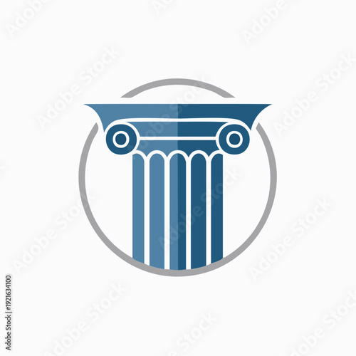 Elegant Classical Column Icon Design for Justice and Stability