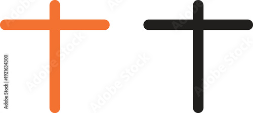 Two crosses in orange and black