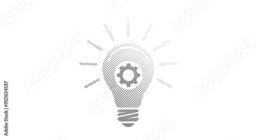 Creative lightbulb with gear inside symbolizing ideas and innovation for business.