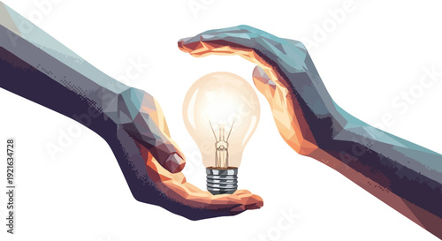Hands cradling a glowing lightbulb representing innovation and ideas.